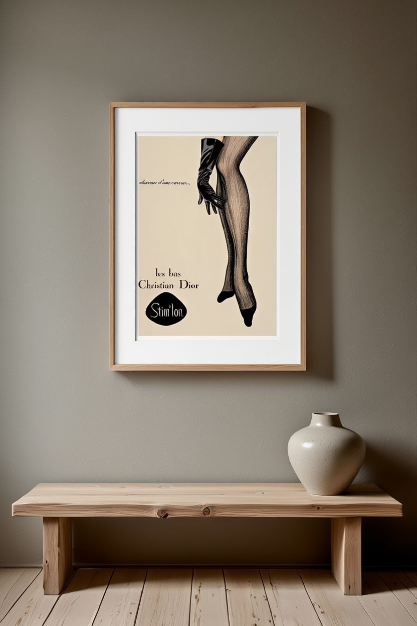 Vintage Dior ‘Les Bas’ Poster | Classic Fashion Art Print