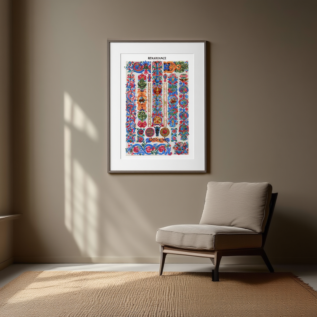 Polychrome Ornament Pl. 52 "Renaissance" by Auguste Racinet – Vintage French Decorative Art Print