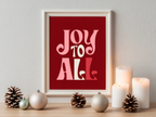 Joy To All – Red Christmas Poster - Hakyarts