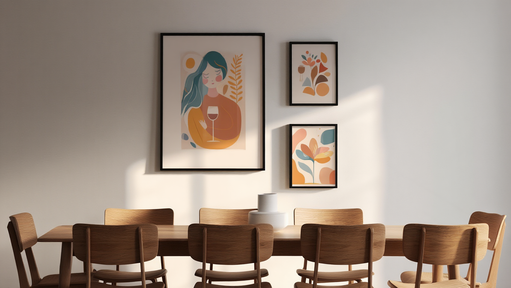 Boho Chic – Set of 3 Abstract Girl & Wine Prints