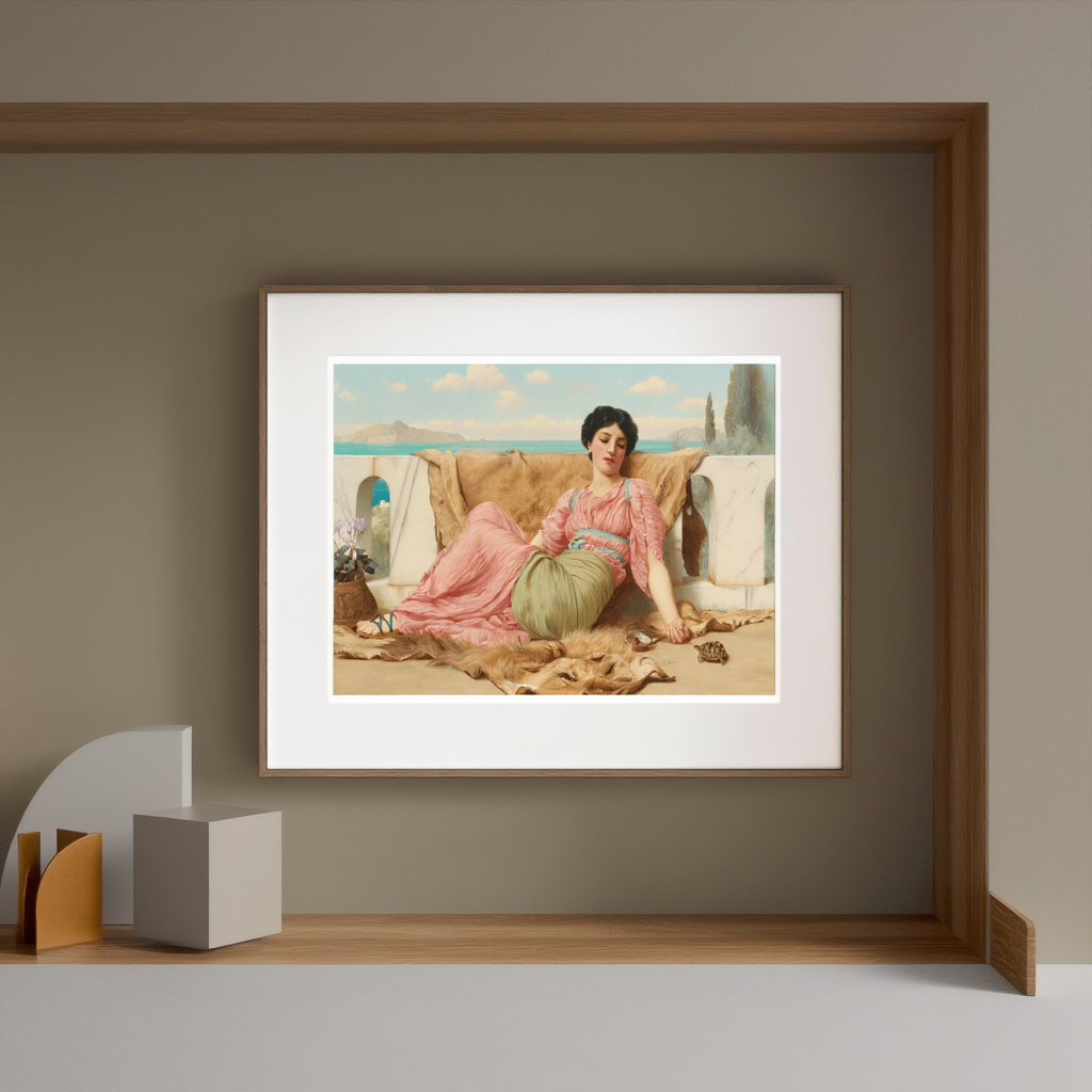 The Quiet Pet by John William Godward – 19th-Century Neoclassical Figurative Art Print