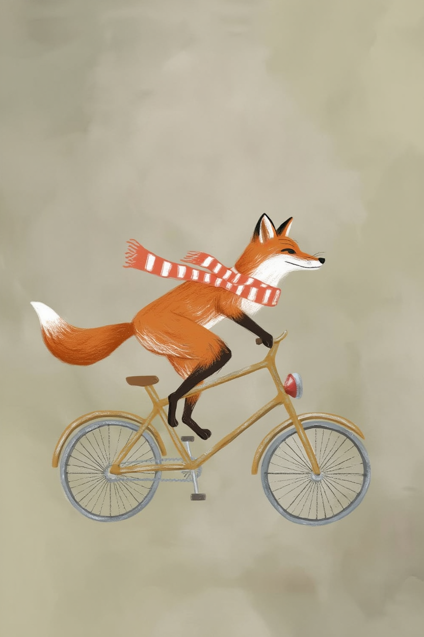 Cycling Fox – Whimsical Woodland Ride