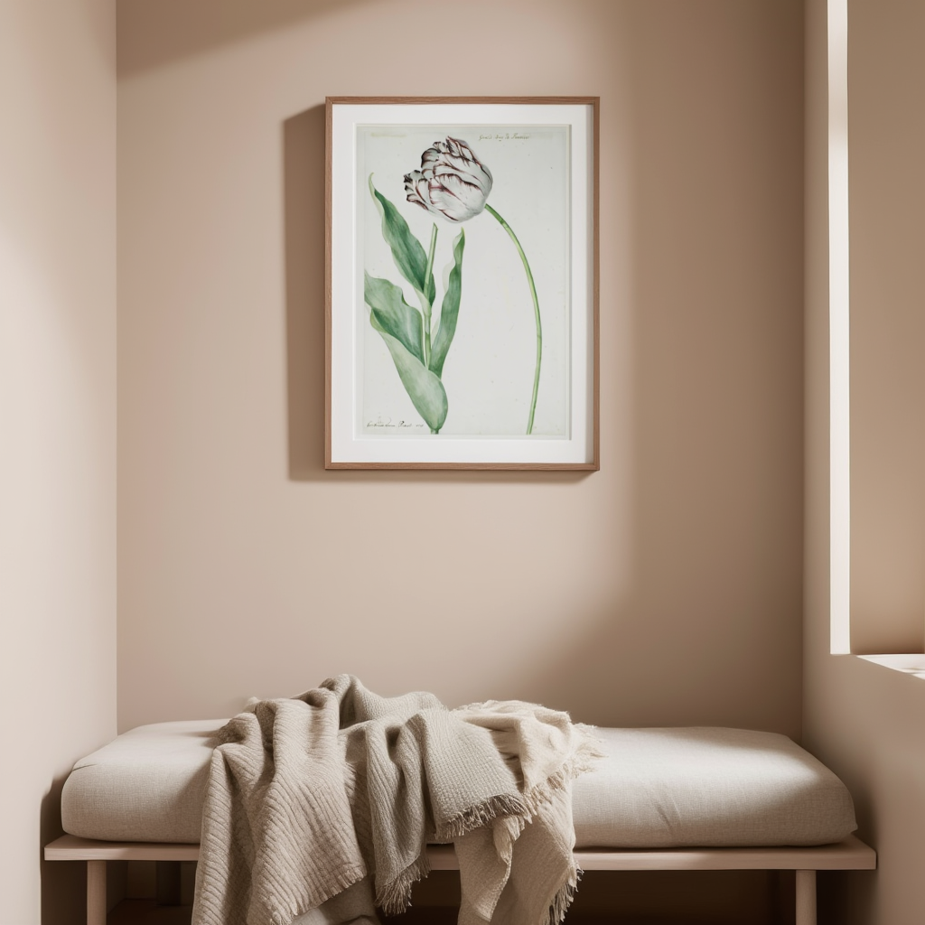 Tulip Grand Roy de France (1728) by Jan Laurensz – Vintage Botanical Art Print