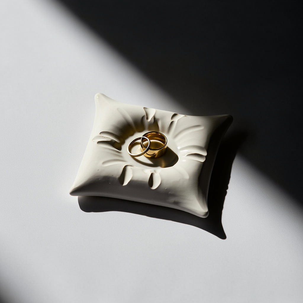 Minimalist Pillow Shaped Candle Tray – White Cream  Home Decor