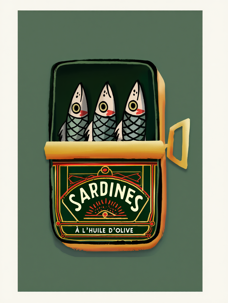 Vintage Sardines & Olive Oil – Single Print