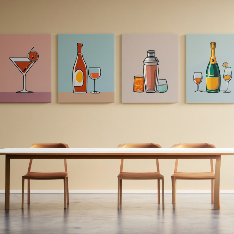 4-Piece Cocktail Bar Cart Art Set – Plus 1 Free Print