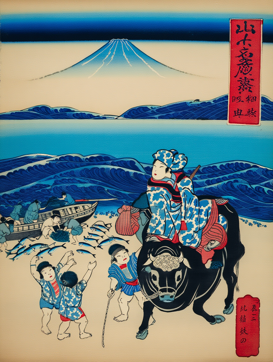 Utagawa Kuniyoshi – Sagami: Fisherman Unloading Bonito | Japanese Ukiyo-e Art Print