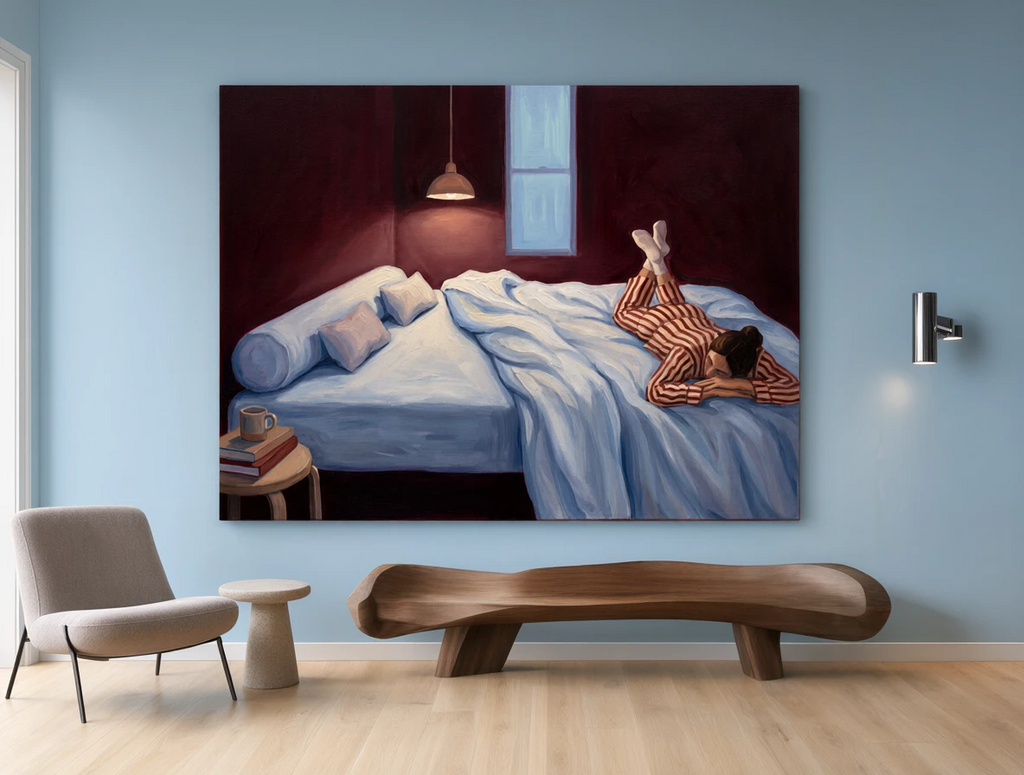 Canvas Print Laying in Bed | Contemporary Figurative Wall Art