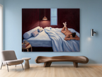 Canvas Print Laying in Bed | Contemporary Figurative Wall Art