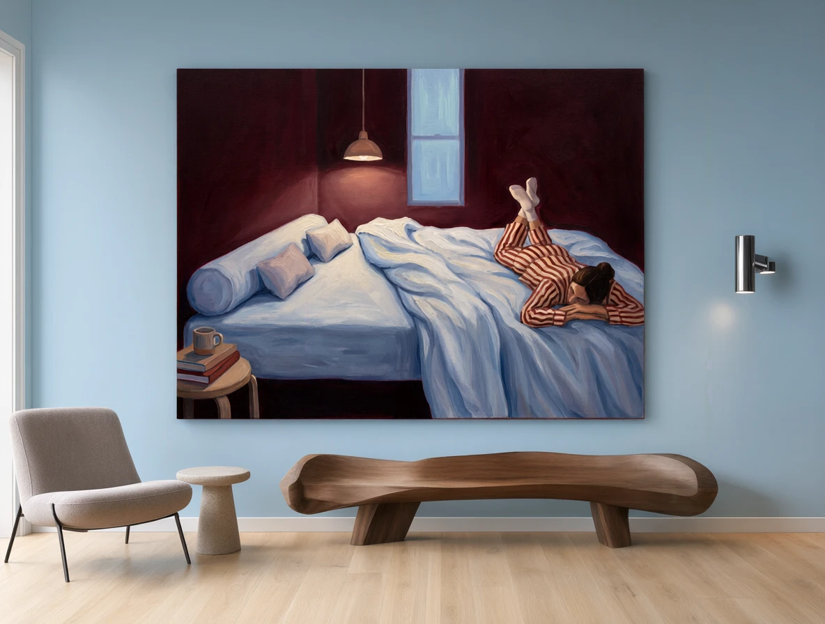 Canvas Print Laying in Bed | Contemporary Figurative Wall Art