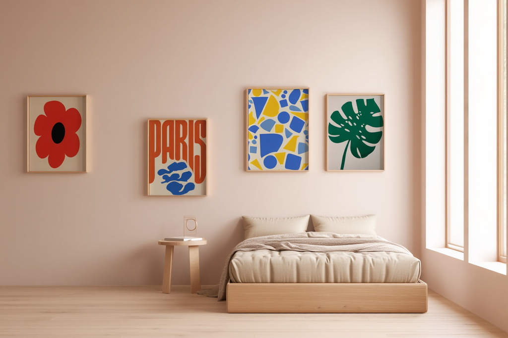 4 Prints – Colorful Mixed Floral Abstract Art Collection