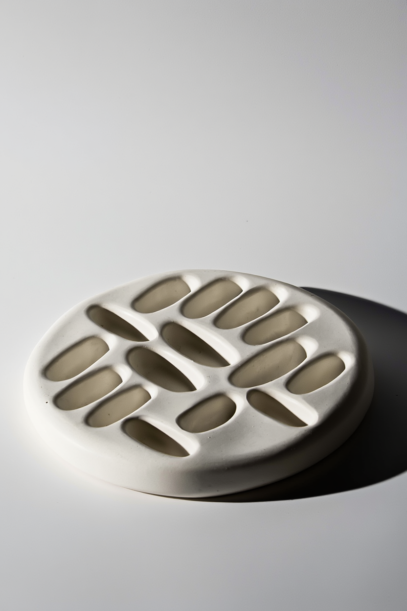 Minimalist Plaster Jewelry Tray Holder – White Cream  Home Decor