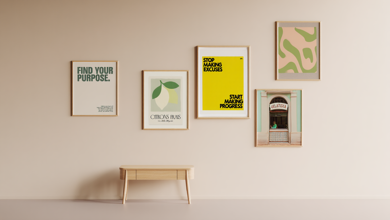 Abstract Geometric Positivity – 5 Modern Wall Art Prints