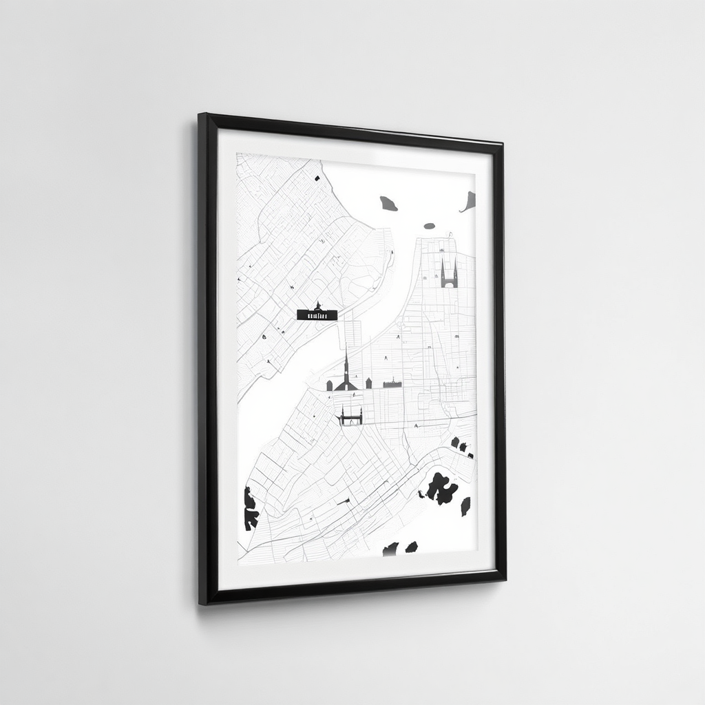 Stockholm City Map Poster – Minimalist Black & White Urban Wall Art Print
