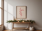 Red Line Art – Dancing Figure Minimalist Print - Hakyarts