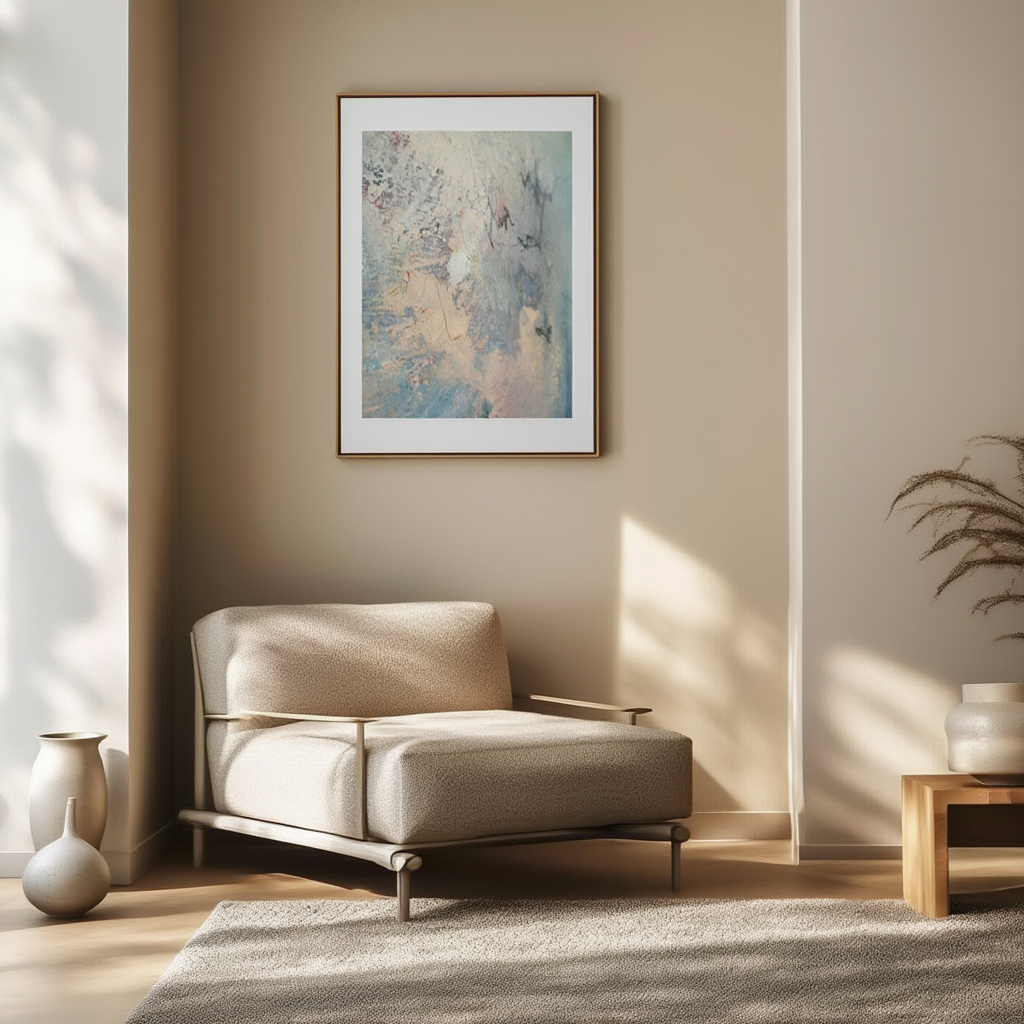 Light Blue Brush Strokes Poster – Abstract Modern Wall Art Print