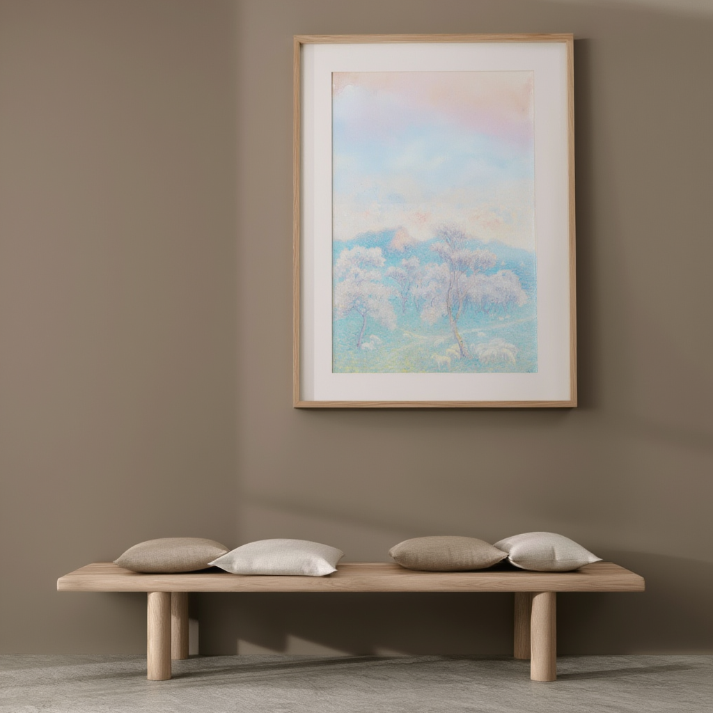 Moutons Aux Amandiers – William Degouve de Nuncques Art Print | Pastoral Landscape Poster