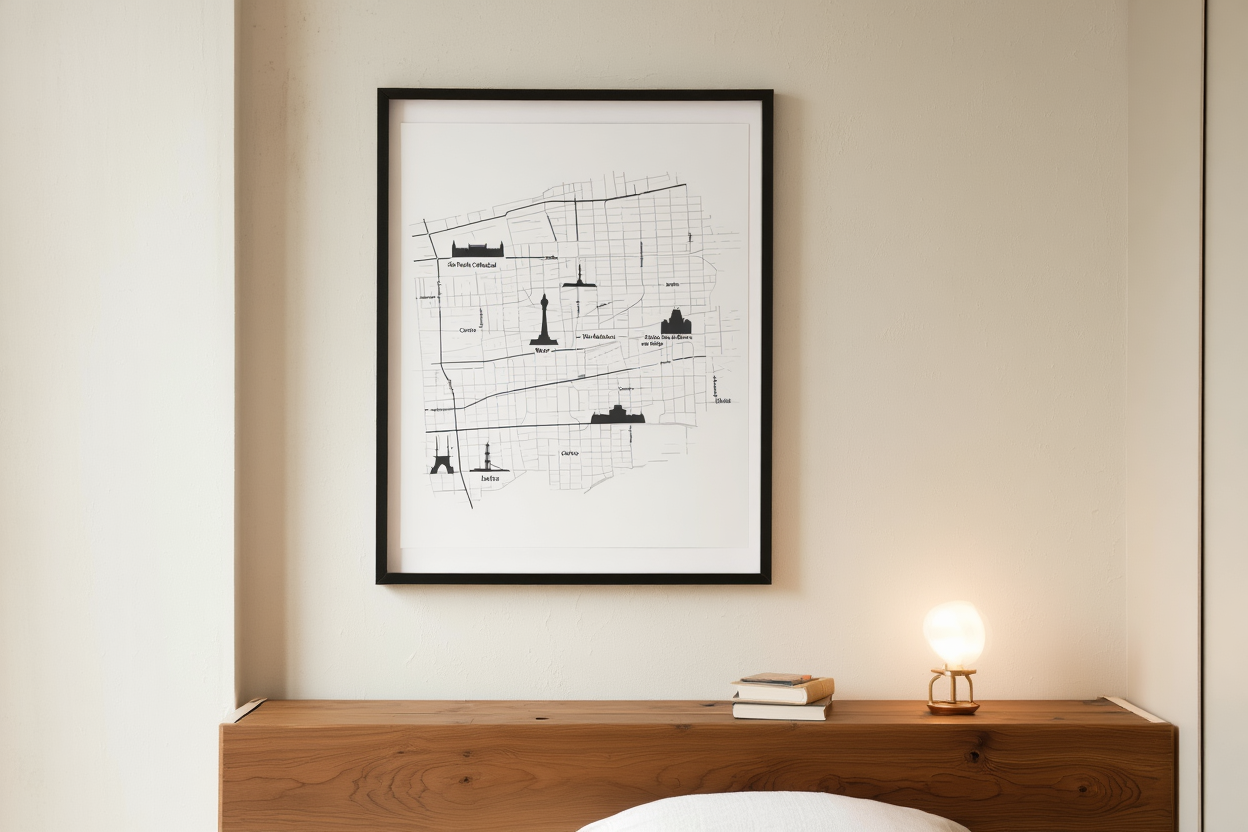 São Paulo City Map Poster – Minimalist Black & White Urban Wall Art Print