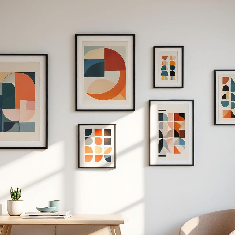Nordic Bauhaus Mid-Century – Living Room Set of 6 Modern Prints