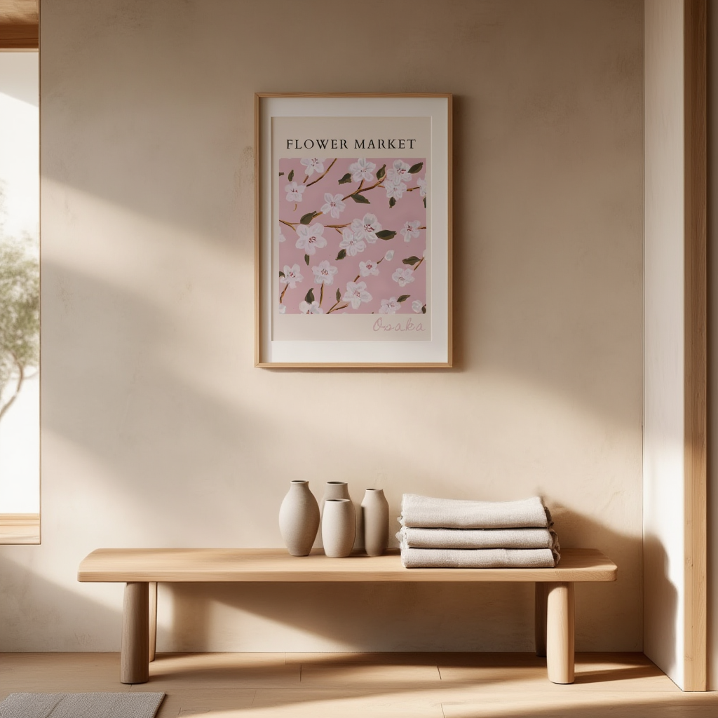 Flower Market Osaka – Pink Floral Whispers Wall Art Print