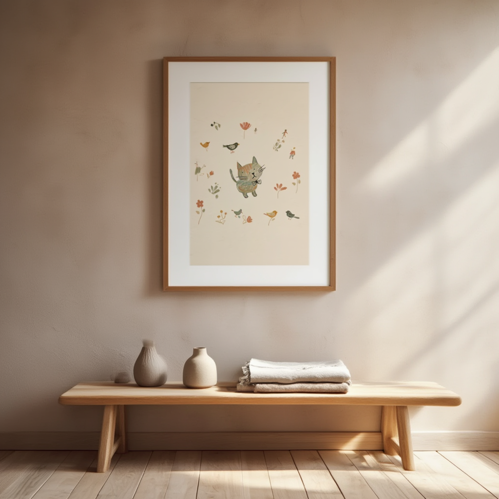 Cute Cat – Minimalist Cool Kid Art Print