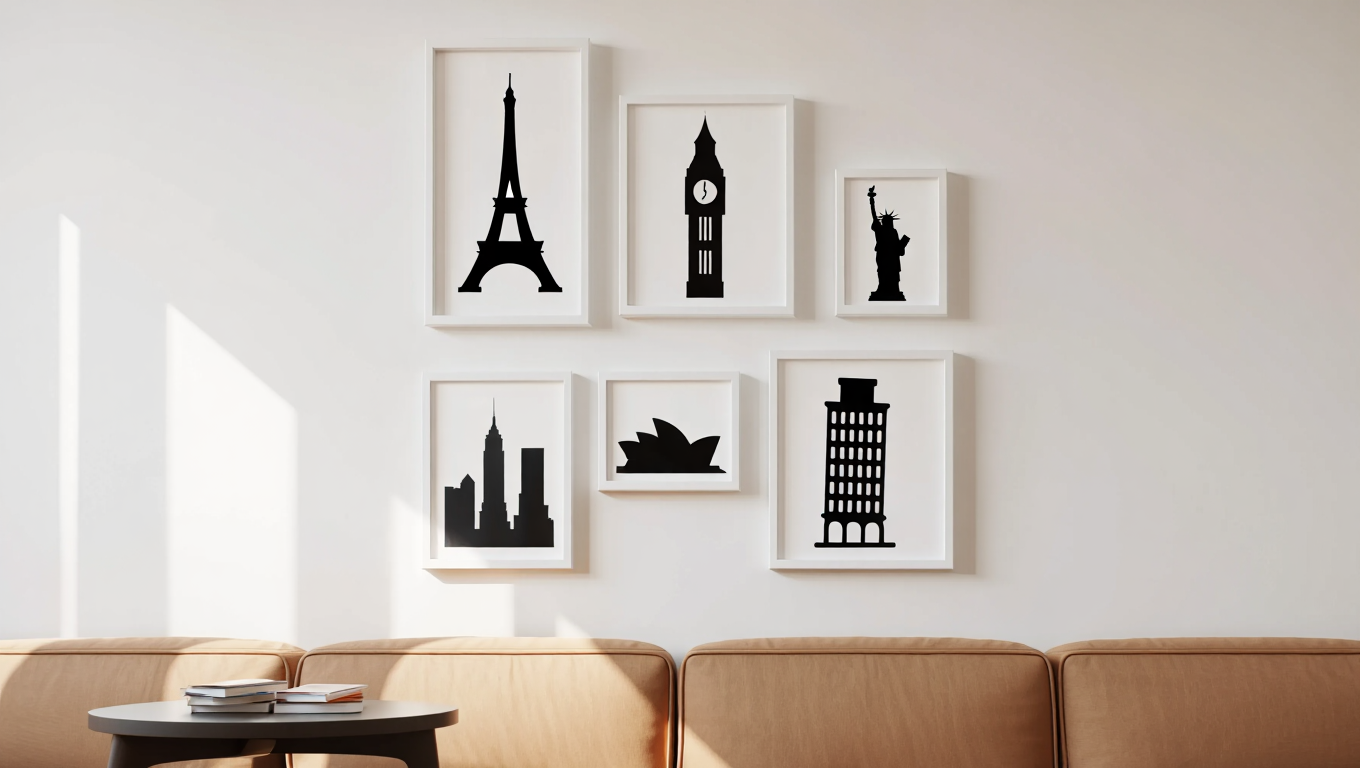Famous Landmarks Silhouette Collection – Dining Room Set of 6