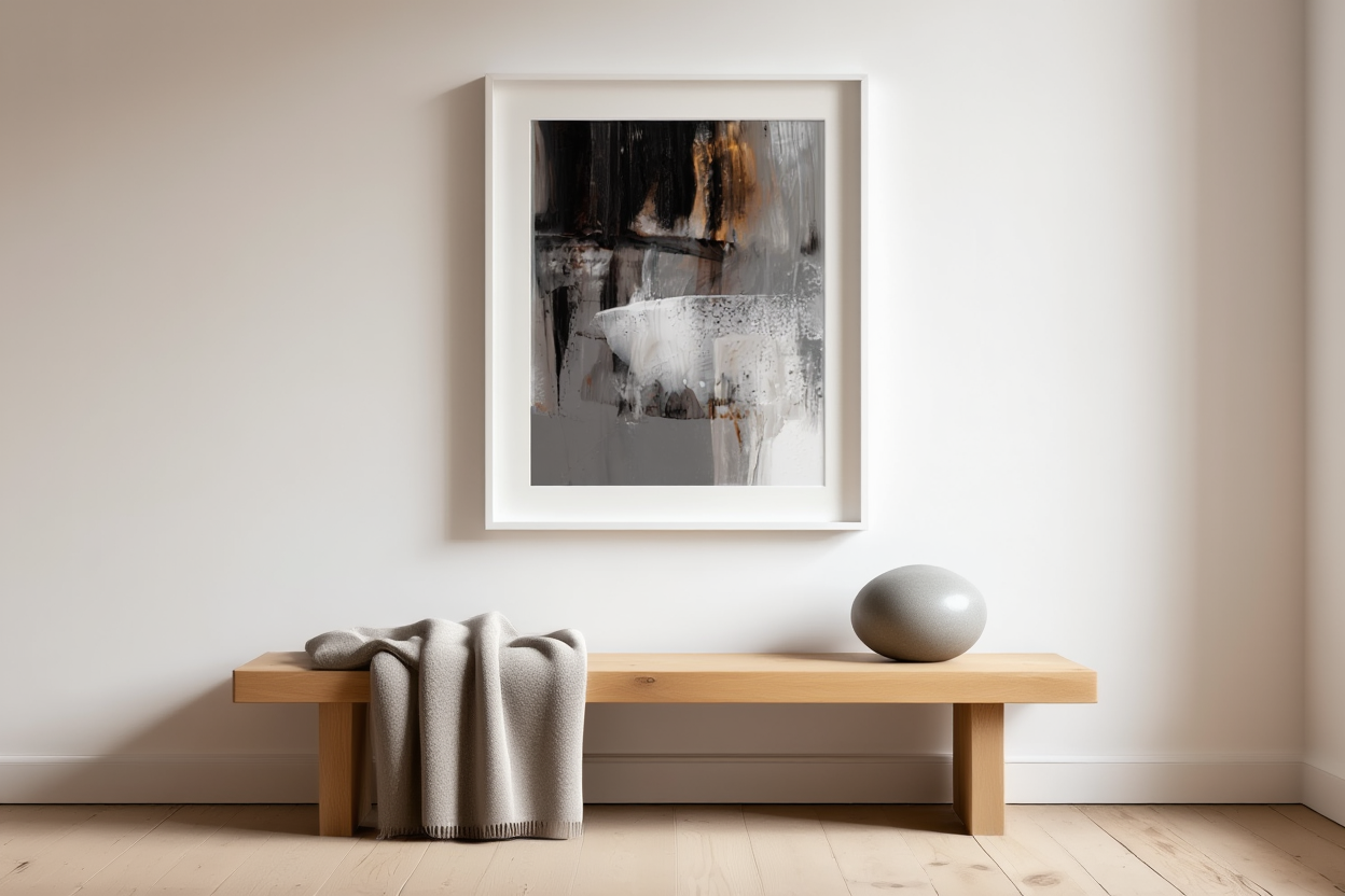 Grey Brush Stroke No 1 Poster