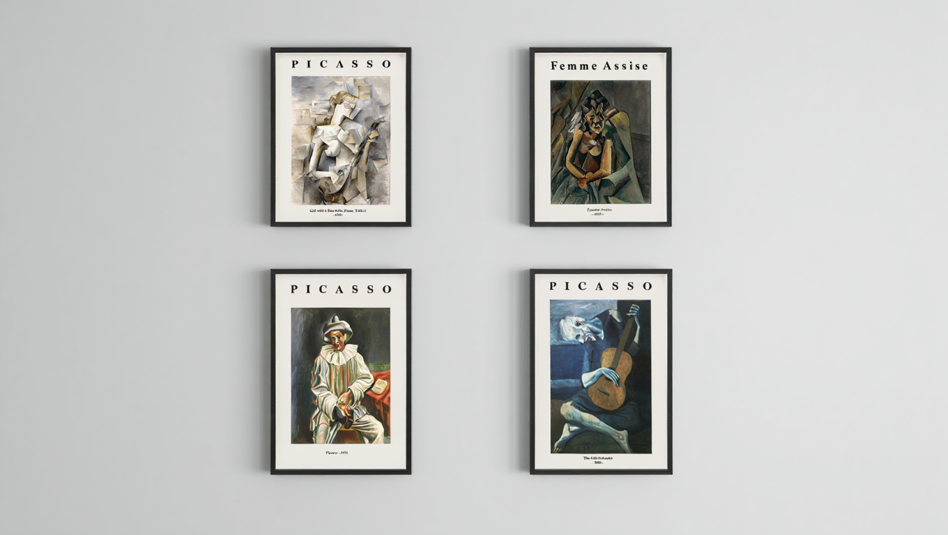Picasso-Inspired Realistic Wall Art Set – 4 Prints