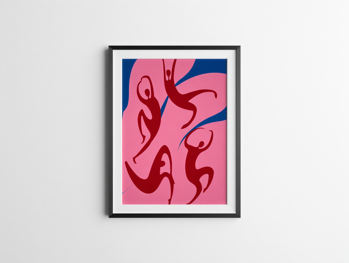 Matisse-Inspired Flower Tiger Coral Pink – Abstract Vintage Posters
