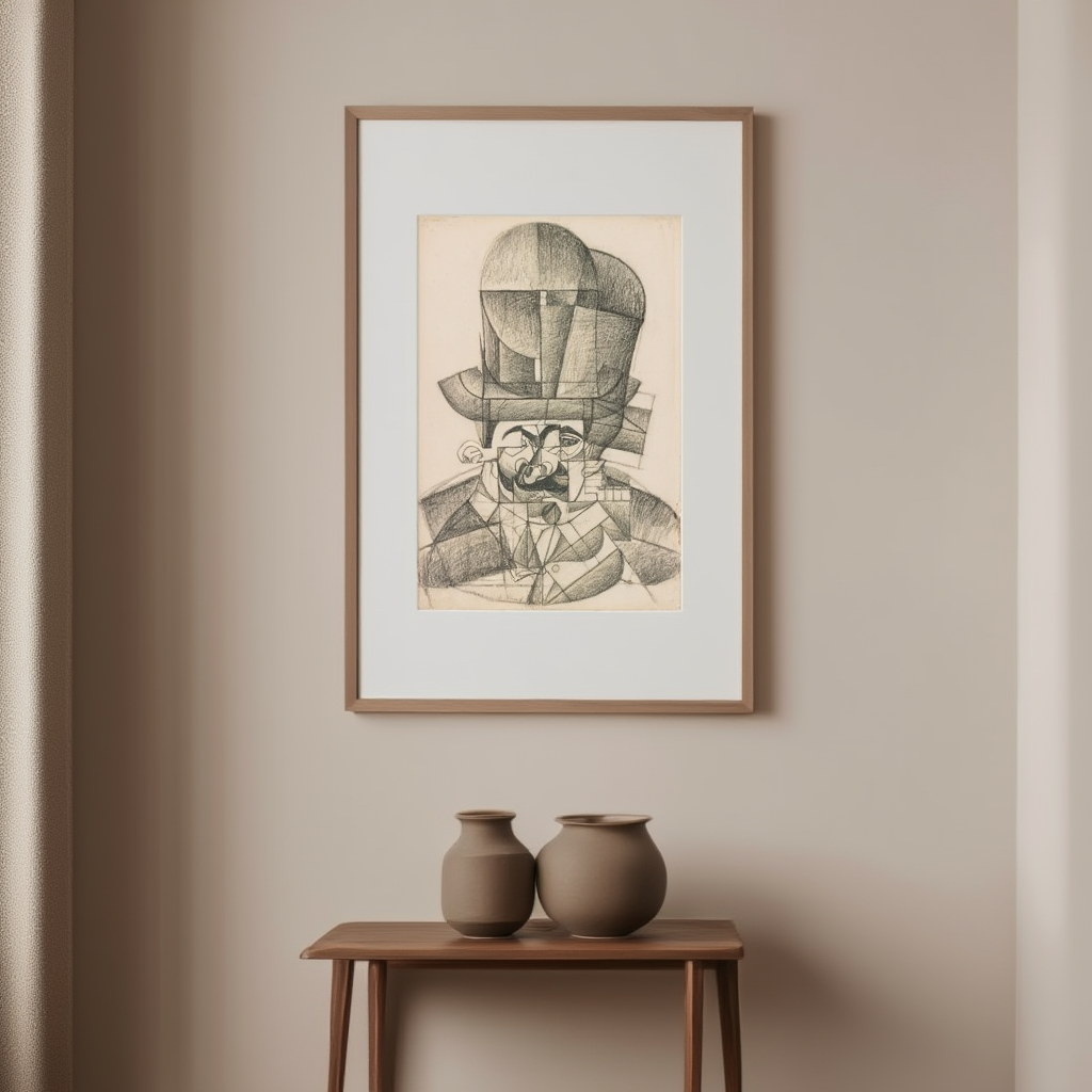 Man with Opera Hat (1912) by Juan Gris – Cubist Portrait Art Print - Hakyarts