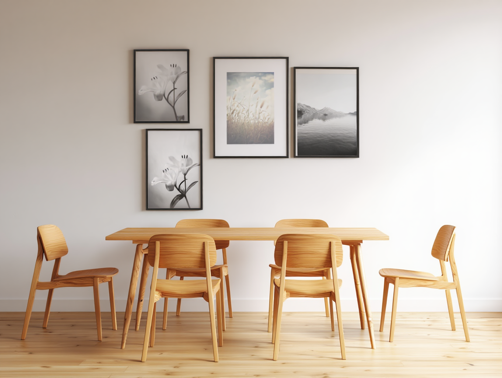 Elegant Black & White Flower Prints – 4 Monochrome Wall Art Pieces