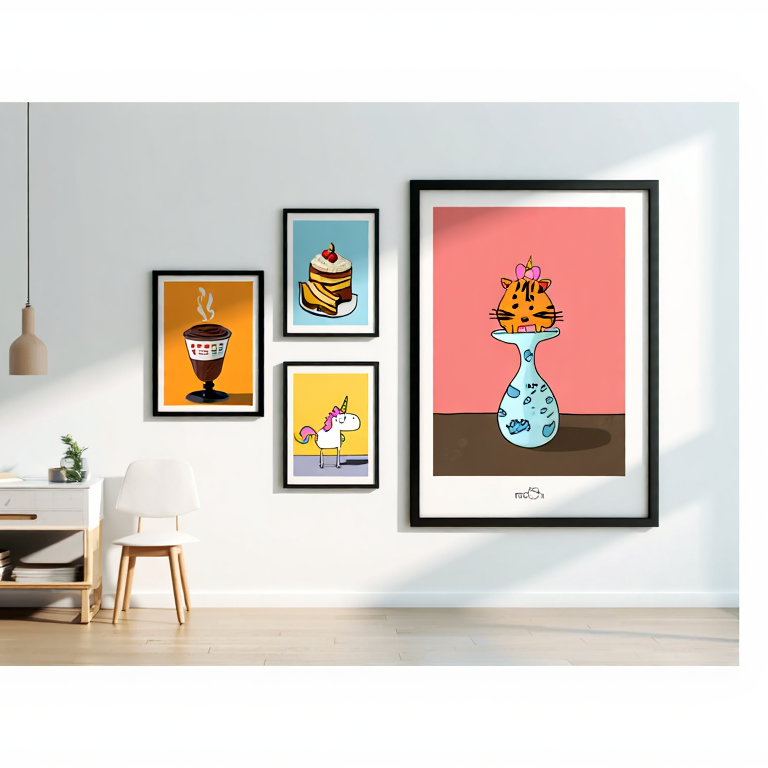 Abstract Cartoon Mix – Dining Room Set of 4 Modern Prints