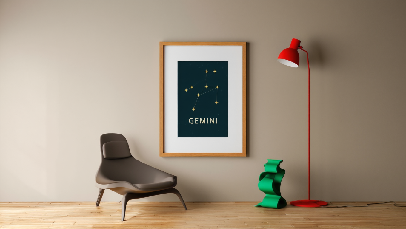 Star Sign Gemini Poster | Zodiac Wall Art Print
