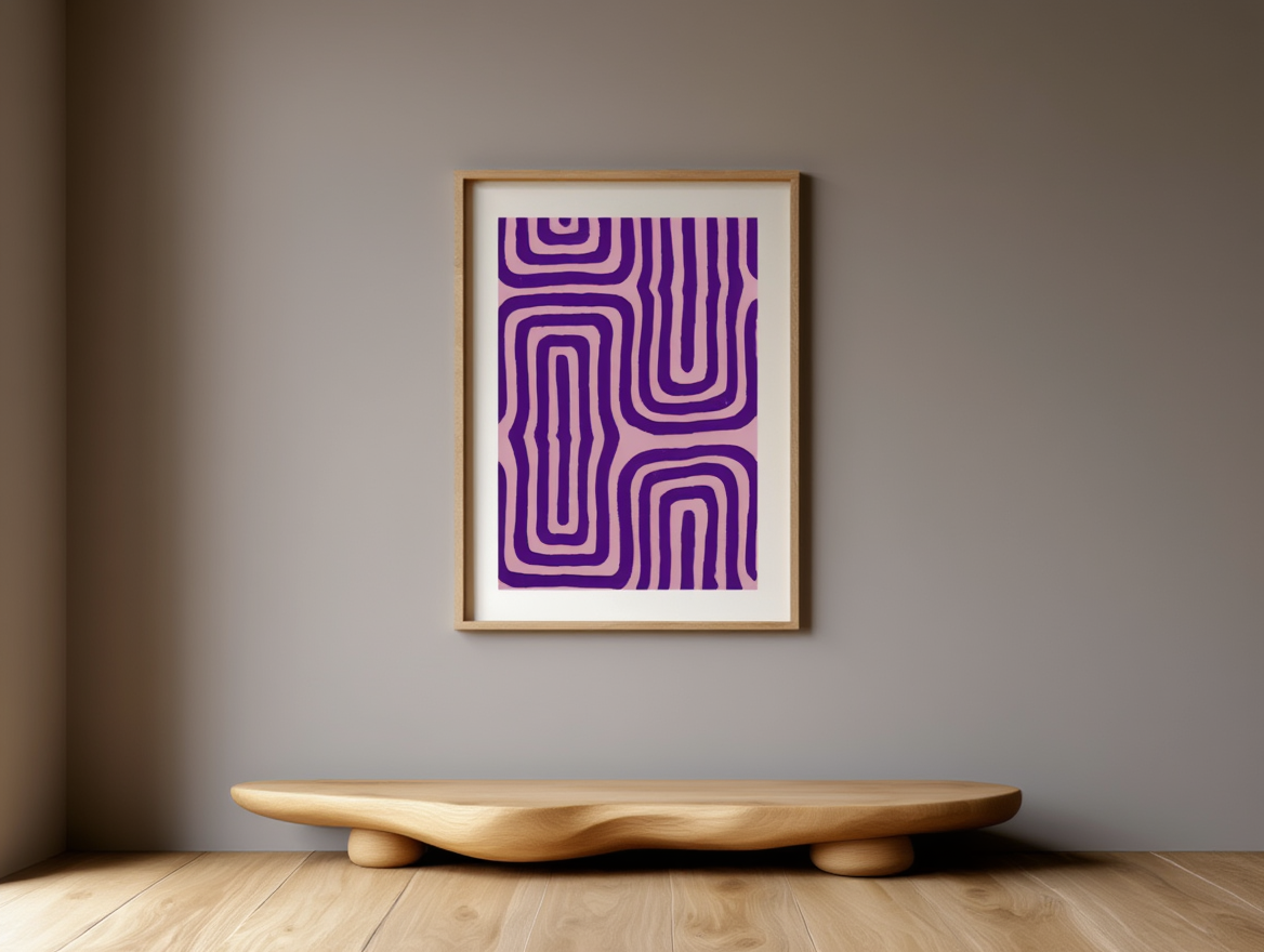 Geometric Maze Bold Purple Abstract Art Poster