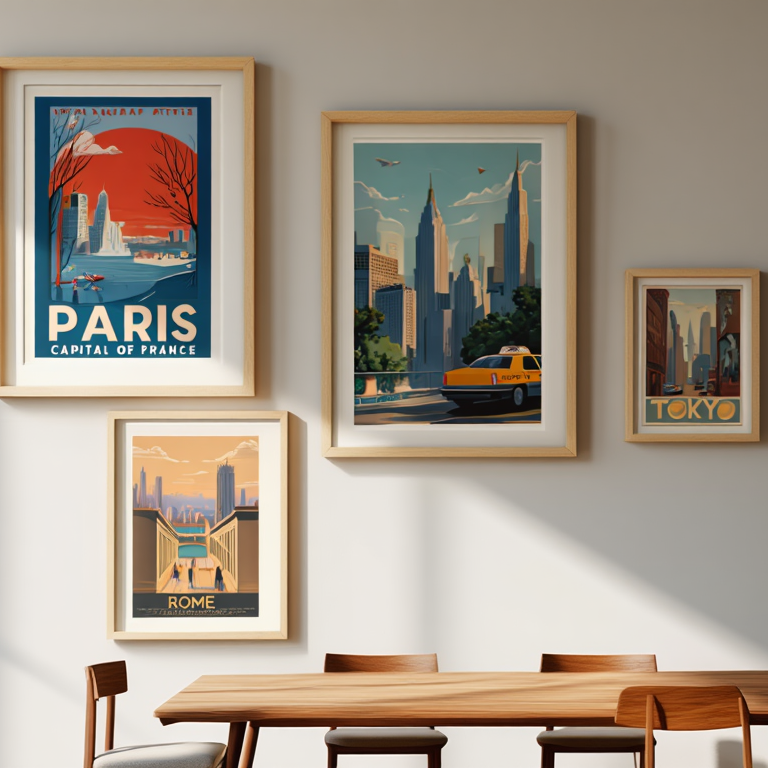 Vintage Travel Collection – Living Room Set of 4 Prints