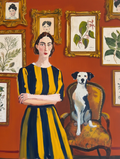 Companions at Home – Woman & Dog Interior Scene