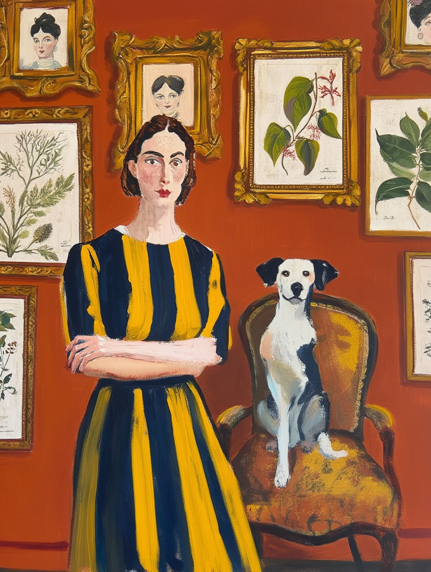 Companions at Home – Woman & Dog Interior Scene