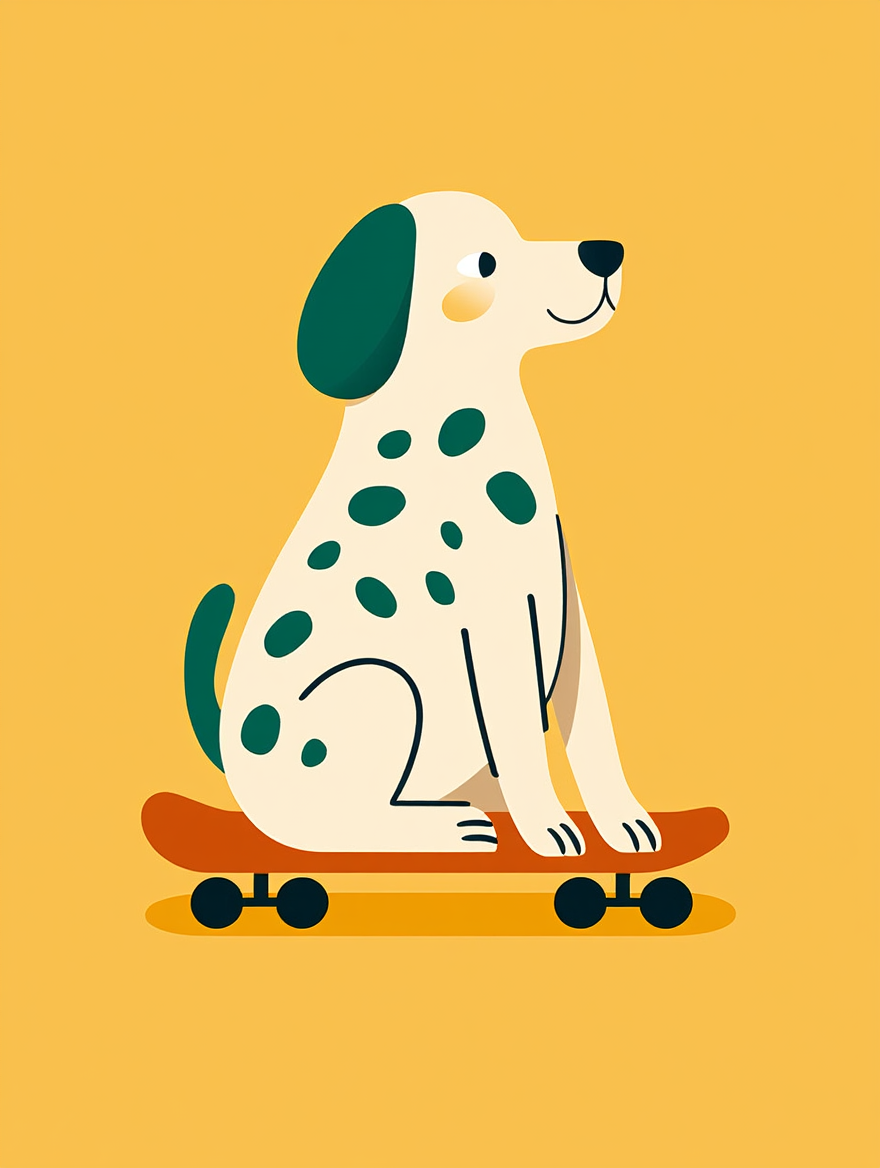 Dog Skating – Minimalist Fun Art Print