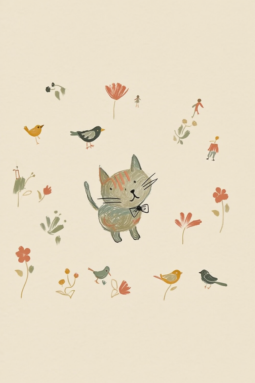 Cute Cat – Minimalist Cool Kid Art Print