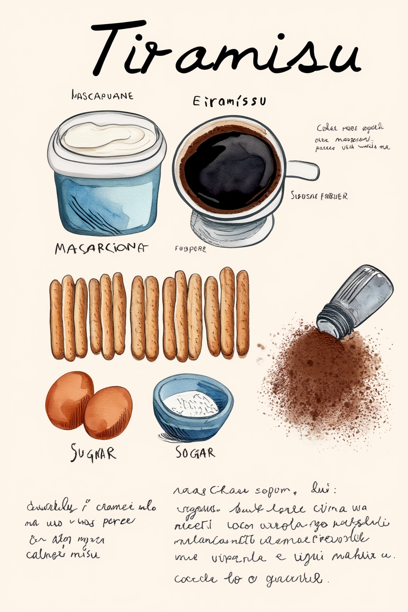 Set of 2 Whimsical Kitchen Wall Art Prints – Granny’s Pickles & Tiramisu Recipe Illustration