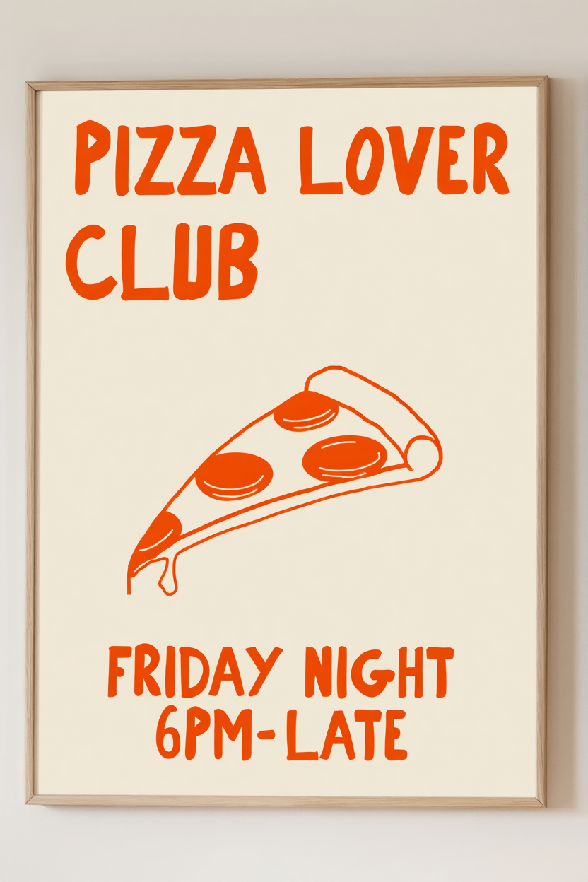 4 Prints – Pasta, Pizza, Chocolate & Plant Lover Wall Art Collection