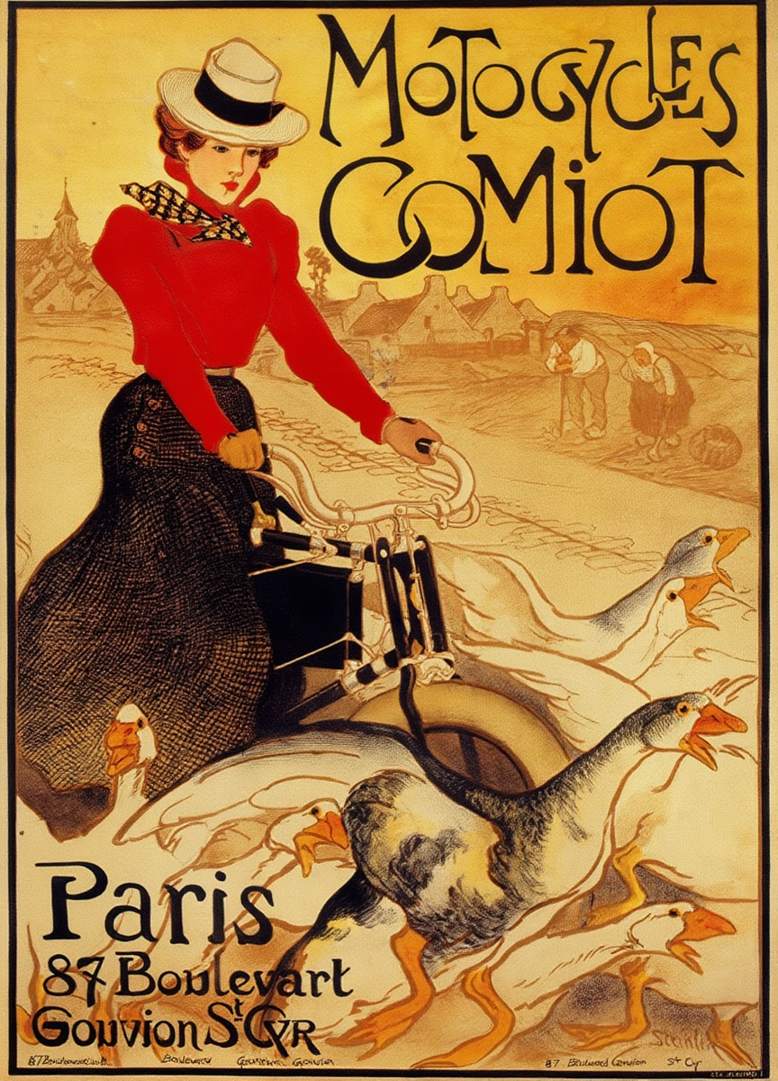 Théophile Alexandre Steinlen – Motocycles Comiot Poster – Vintage French Art Print