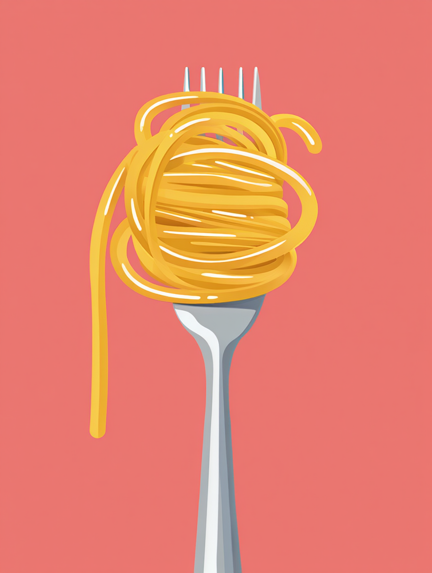 Pasta Fork Spaghetti – Minimalist Food Art Print