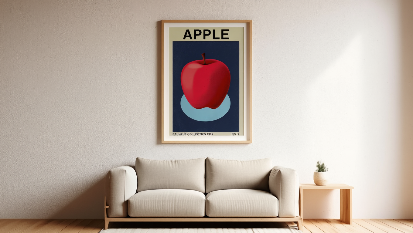Bauhaus Apple Poster – Modern Geometric Wall Art Print