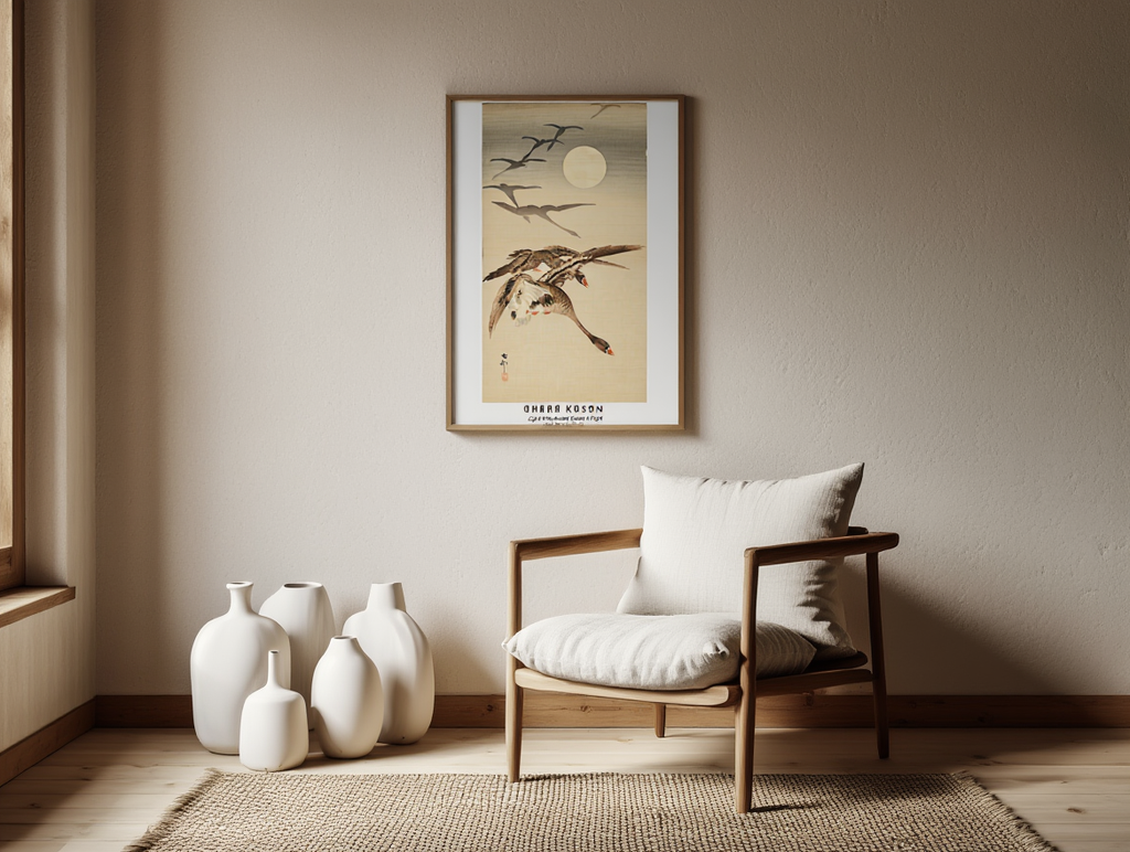 Ohara Koson - Eight-White Fronted Geese in Flight Poster