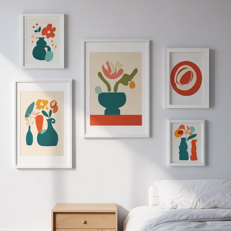Modern Line Curve – Set of 5 Abstract Art Prints