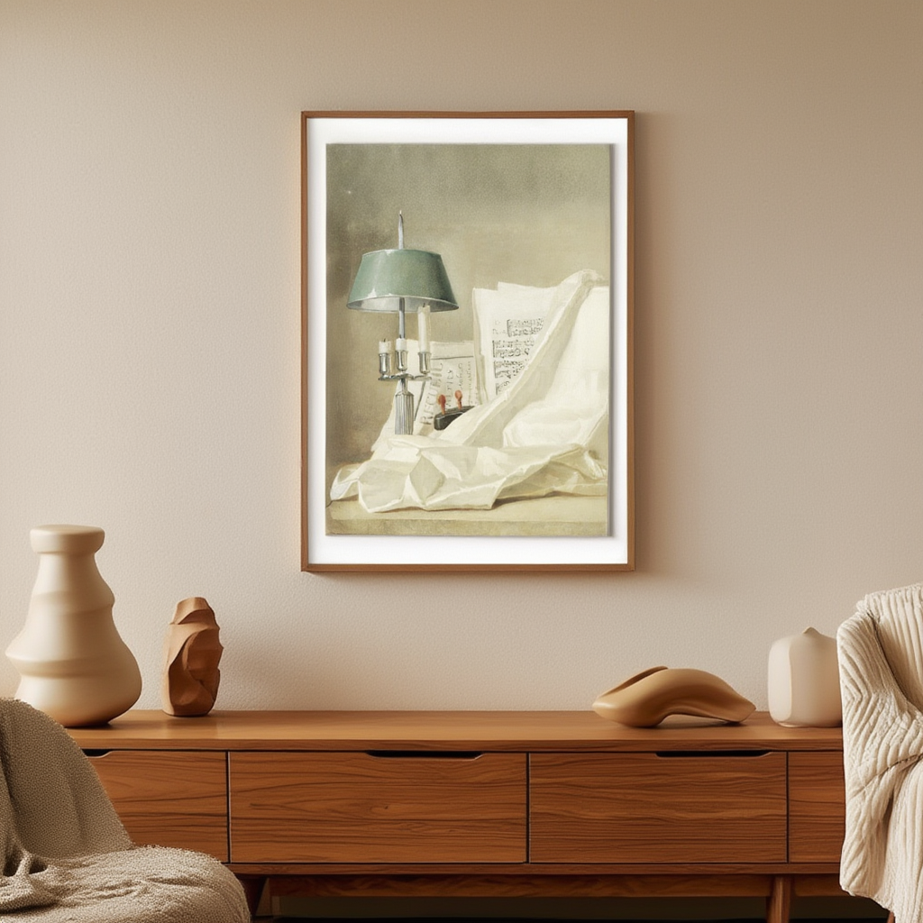 A Still Life with a Bouillette Lamp – Henri-Horace Roland Delaporte | 18th-Century French Art Print