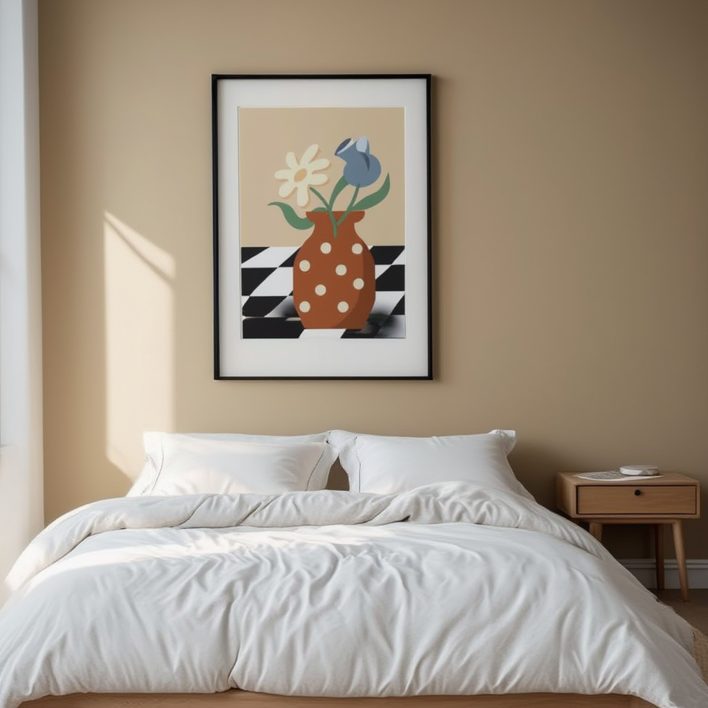 Blooming Presence – Vase on Table Art Print - Hakyarts