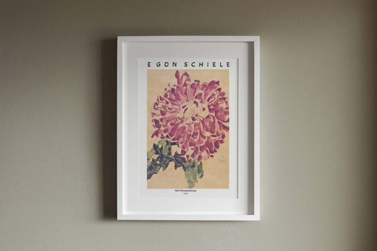 Egon Schiele – Red Chrysanthemum, 1910 – Expressionist Floral Art Print | Modernist Wall Decor