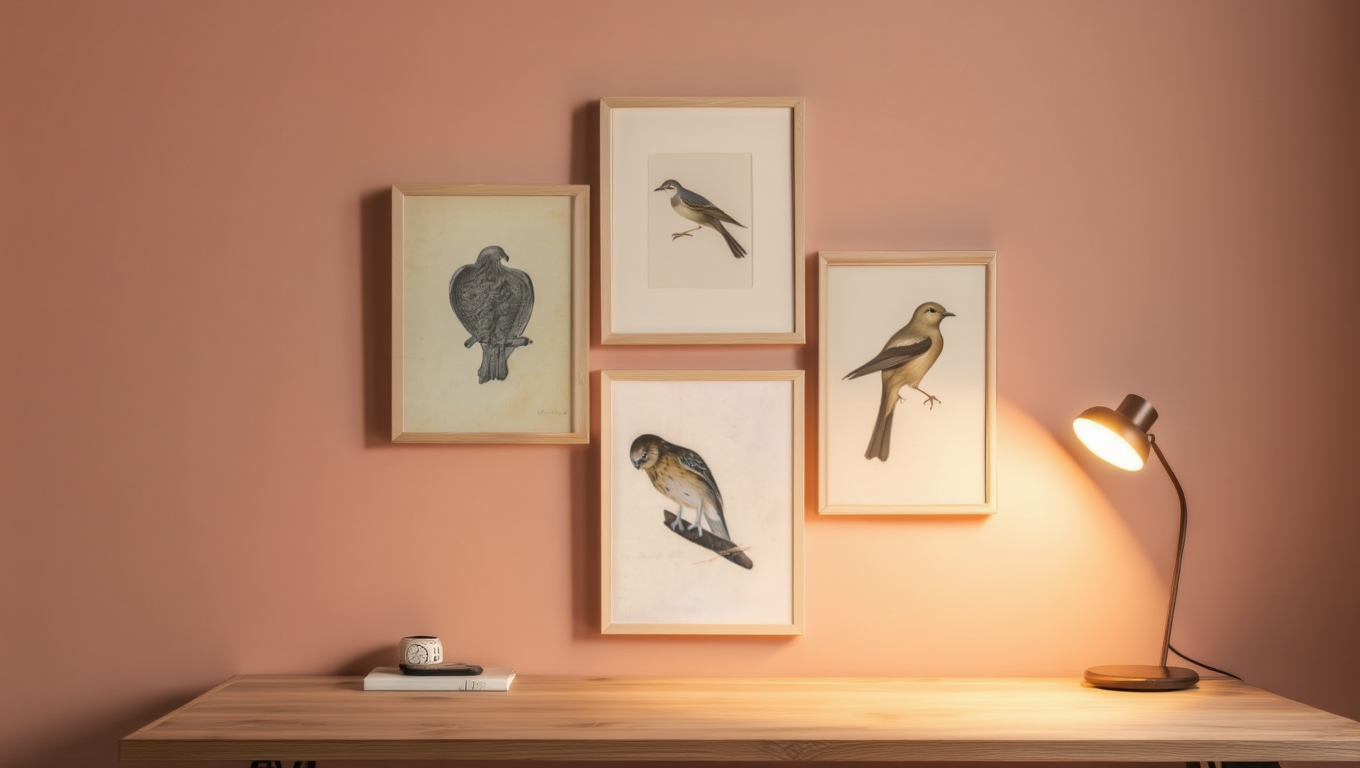 Vintage Aviary – 4-Piece Bird Art Prints Set
